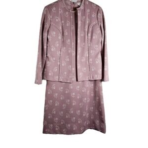 1960s Vtg‎ Sears Fashion Dress & Cardigan Pink White Print Midi Sz Small RARE